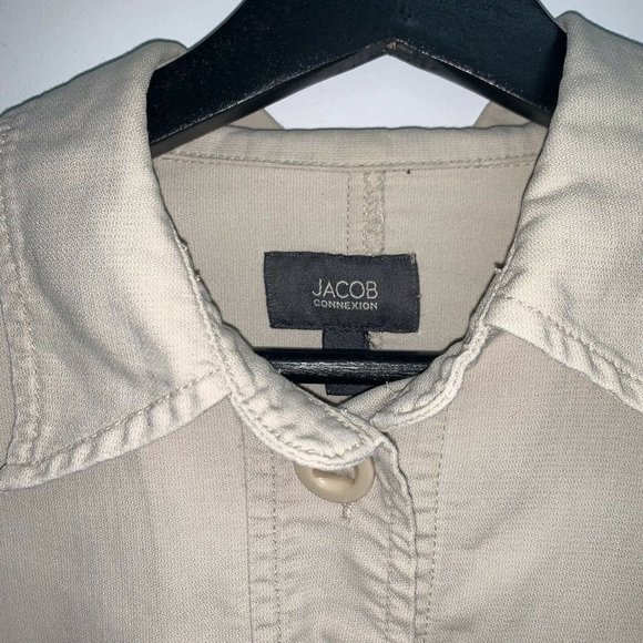 Jacob Connexion Womens Jacket Size M Beige Button Front Fall Coat - Picture 3 of 7
